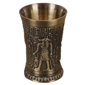 Vintage Egyptian Copper Alloy Wine Cup Embossed Shot Glasses Wine Bar Cocktail Cup One Shot Cup, Helios, 40ml