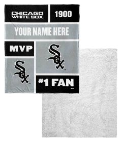 [Personalization Only] OFFICIAL MLB Colorblock Personalized Silk Touch Throw Blanket - White Sox