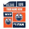 [Personalization Only] OFFICIAL NHL Colorblock Personalized Silk Touch Sherpa Throw Blanket - Edmonton Oilers