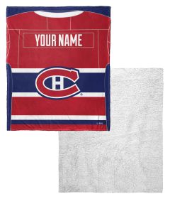 [Personalization Only] OFFICIAL NHL Jersey Personalized Silk Touch Sherpa Throw Blanket - Canadiens