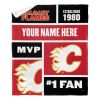 [Personalization Only] OFFICIAL NHL Colorblock Personalized Silk Touch Sherpa Throw Blanket - Calgary Flames