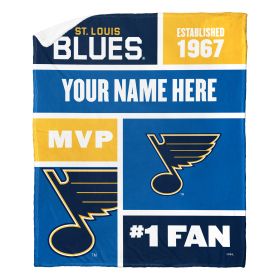 [Personalization Only] OFFICIAL NHL Colorblock Personalized Silk Touch Sherpa Throw Blanket - St. Louis Blues