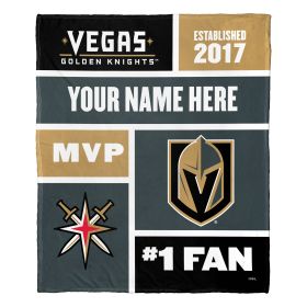 [Personalization Only] OFFICIAL NHL Colorblock Personalized Silk Touch Throw Blanket - Vegas Golden Knights