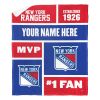 [Personalization Only] OFFICIAL NHL Colorblock Personalized Silk Touch Sherpa Throw Blanket - New York Rangers