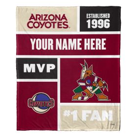 [Personalization Only] OFFICIAL NHL Colorblock Personalized Silk Touch Throw Blanket - Arizona Coyotes