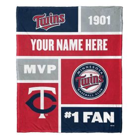 [Personalization Only] OFFICIAL MLB Colorblock Personalized Silk Touch Throw Blanket - Twins