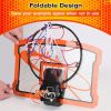 Indoor Mini Basketball Hoop Set Over Door Basketball Hoop with 4 Inflatable Balls Electric Audio Scorer Foldable Basket Gift for Kids and Adults