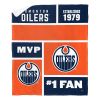 [Personalization Only] OFFICIAL NHL Colorblock Personalized Silk Touch Sherpa Throw Blanket - Edmonton Oilers