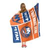 [Personalization Only] OFFICIAL NHL Colorblock Personalized Silk Touch Sherpa Throw Blanket - New York Islanders