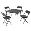 5 Piece Resin Card Folding Table and Four Folding Chairs Set, Black