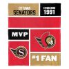 [Personalization Only] OFFICIAL NHL Colorblock Personalized Silk Touch Throw Blanket - Ottawa Senators