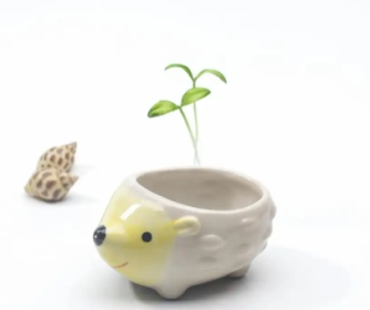 Ceramic Cartoon Hedgehog Pig Elephant With Bottom Hole Succulent Flower Pot (Option: Hedgehog)