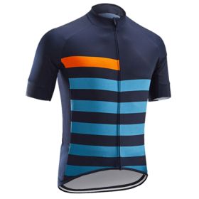 Road And Mountain Bike Cycling Jerseys Men's Tops Spring And Summer Cycling Jerseys (Option: Black and blue stripes-2XL)