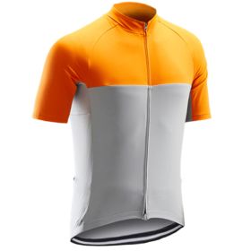 Road And Mountain Bike Cycling Jerseys Men's Tops Spring And Summer Cycling Jerseys (Option: Orange white-2XL)