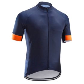 Road And Mountain Bike Cycling Jerseys Men's Tops Spring And Summer Cycling Jerseys (Option: Navy blue-XS)