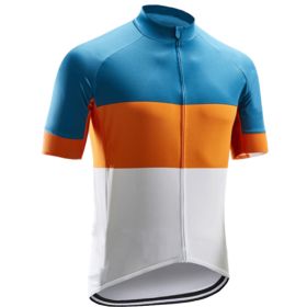 Road And Mountain Bike Cycling Jerseys Men's Tops Spring And Summer Cycling Jerseys (Option: Orange and blue color matching-2XL)