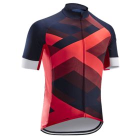 Road And Mountain Bike Cycling Jerseys Men's Tops Spring And Summer Cycling Jerseys (Option: Gradient red-XS)