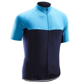 Road And Mountain Bike Cycling Jerseys Men's Tops Spring And Summer Cycling Jerseys (Option: Black and blue color matching-S)