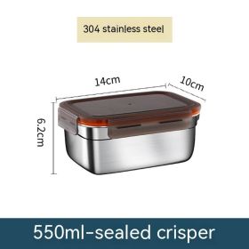 Stainless Steel Crisper Sealed Refrigerator Freezing Storage Box (Option: 550ml)