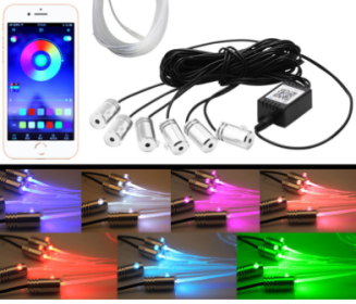 Car Ambient Light 64 Color Cold Light Color Changing Light Guide (Option: 6leds 8meter-AppUSB)