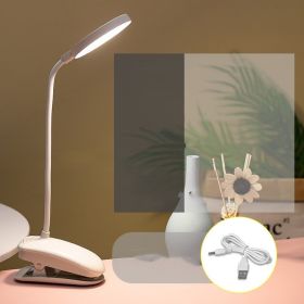 Dimming Adjustable Eye Clip Lamp Study Dormitory Office (Option: White-USB cable)