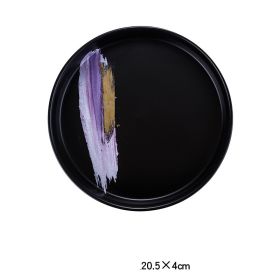 Nordic Personality Simple Ceramic Flat Plate (Option: Black violet-8inch deep dish)