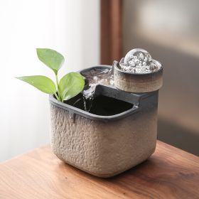 Desktop Water Wheel Small Fountain Ornament (Option: Grey-US)