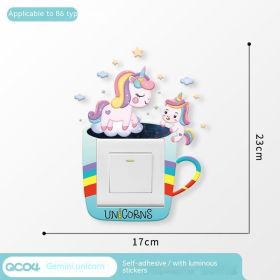 Household Light Switch Decorative Three-dimensional Stickers (Option: Twin Unicorn)