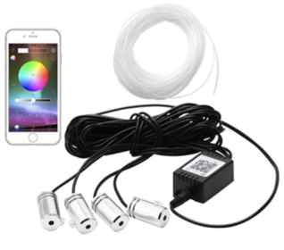 Car Ambient Light 64 Color Cold Light Color Changing Light Guide (Option: 4leds 6meter-AppUSB)