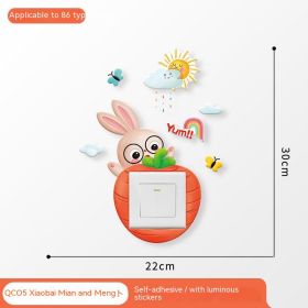 Household Light Switch Decorative Three-dimensional Stickers (Option: Little Bunny And Radish)