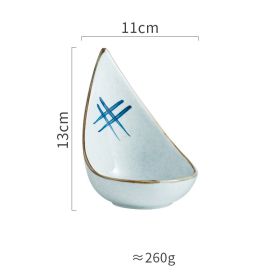 Japanese Ceramic Snack Dish Seasoning Creative Tableware (Option: Small tooth plate-Blue well)