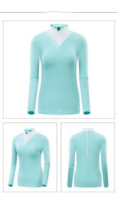 Golf Women's Long-sleeved T-shirt Stand-up Collar Sunscreen Korean Version Of Slim Sports (Option: Lake Green-XL)