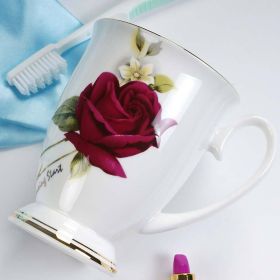 Ceramic Mouthwash Cup Household (Option: Breakfast Rose-201 To 300ml)