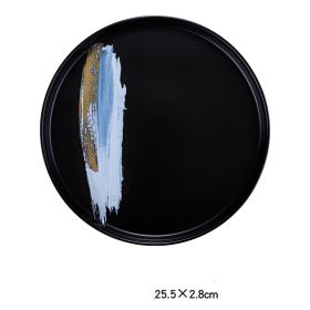 Nordic Personality Simple Ceramic Flat Plate (Option: Black blue color-10inch shallow dish)