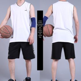 Casual Wear Sleeveless Thin Vest Running Wear Shorts Sportswear (Option: Black and White-2XL)