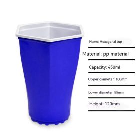 Red Disposable Plastic Cup Single Layer (Option: 450ml Hexagonal Blue-401to500ml)