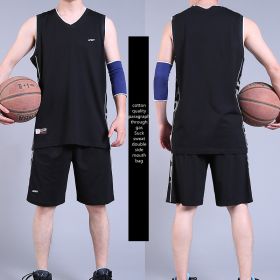 Casual Wear Sleeveless Thin Vest Running Wear Shorts Sportswear (Option: Black-L)