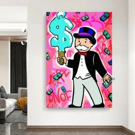 Hand painted on canvas Monopoly man;  money art;  home; decor; monopoly art;  oil painting Living Room hallway bedroom luxurious decorative painting (size: 50X70cm)