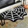 Spider Web Indoor Halloween Rug Plush Gothic Bathroom Mat, Non-Slip