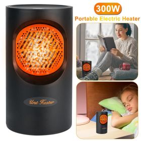 300W Portable Electric Heater Mini Heating Unit Fan Portable Floor Desktop Air Fan Heater (Color: Black)