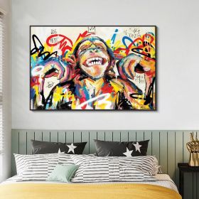 Hand Painted Oil Painting Abstract Portrait Wall Art Hand painted-Laughing Monkey Oil Paintings On Canvas-Hand Made Wall Graffiti-For Home Decoration (size: 100X150cm)