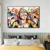 Hand Painted Oil Painting Abstract Portrait Wall Art Hand painted-Laughing Monkey Oil Paintings On Canvas-Hand Made Wall Graffiti-For Home Decoration