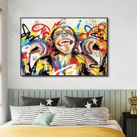 Hand Painted Oil Painting Abstract Portrait Wall Art Hand painted-Laughing Monkey Oil Paintings On Canvas-Hand Made Wall Graffiti-For Home Decoration (size: 90X120cm)