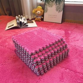 Living Room Carpet Tiles Interlocking Level Loop Square Carpet Tiles Area Rugs Play Mat (Color: Dark Pink)