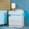 Modern LED Nightstand with 2 High Gloss Drawers and RGB Lights – Wood LED Bedside Table for Bedroom, Living Room, Children's Room