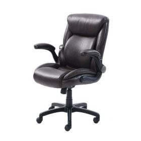 Air Lumbar Bonded Leather Manager Office Chair (Color: BROWN)