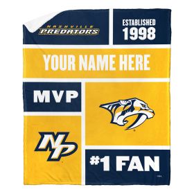 [Personalization Only] OFFICIAL NHL Colorblock Personalized Silk Touch Sherpa Throw Blanket - Nashville Predators (Type: Personalization Only)