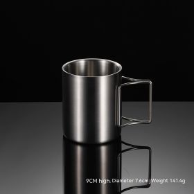 304 Stainless Steel Camping Activity Handle Double-layer Mug (Option: Stainless steel-300ml)