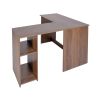 39.4" W x 47.2" D Corner Computer Desk L-Shaped Home Office Workstation Writing Study Table with 2 Storage Shelves and Hutches