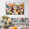 Hand Painted Oil Painting Abstract Portrait Wall Art Hand painted-Laughing Monkey Oil Paintings On Canvas-Hand Made Wall Graffiti-For Home Decoration